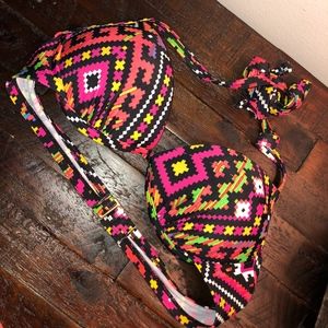 SPRING BREAK Tribal Print Triangle Bikini Top